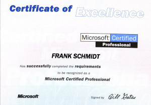 Microsoft Certified Professional Frank Josef Schmidt